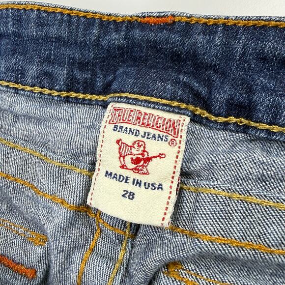 TRUE RELIGION Y2K Rhinestone Straight Leg Jean Size 28 Made In USA - Picture 3 of 8